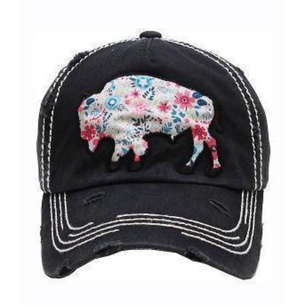 Floral Buffalo Baseball Hat